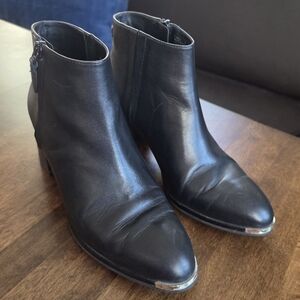 Cole Haan Black Grand Ambition Silver Tip Ankle Boots 7B